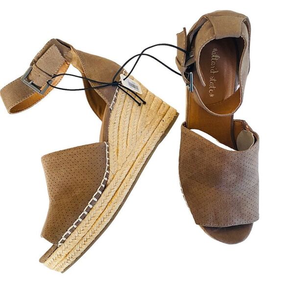 Altar’d State Marie Taupe Faux Suede Espadrille Platform Wedge Sandals Sz 10 NWT - Picture 9 of 10